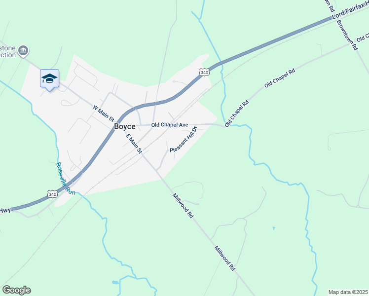 map of restaurants, bars, coffee shops, grocery stores, and more near 220 Pleasant Hill Drive in Boyce