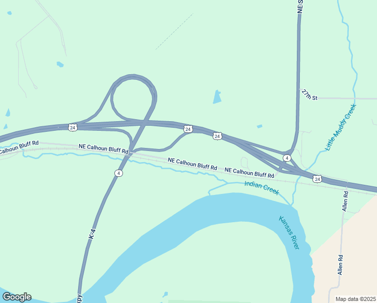 map of restaurants, bars, coffee shops, grocery stores, and more near 2346 Northeast Calhoun Bluff Road in Topeka