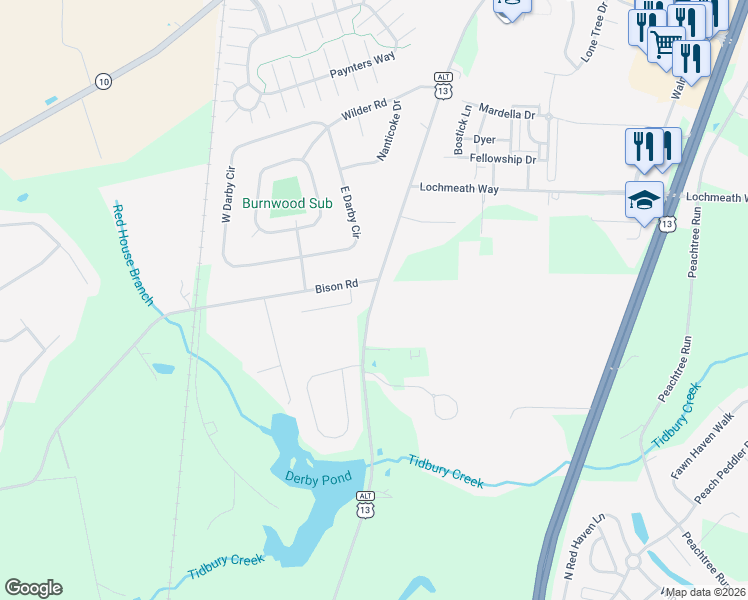 map of restaurants, bars, coffee shops, grocery stores, and more near 3182 Upper King in Camden