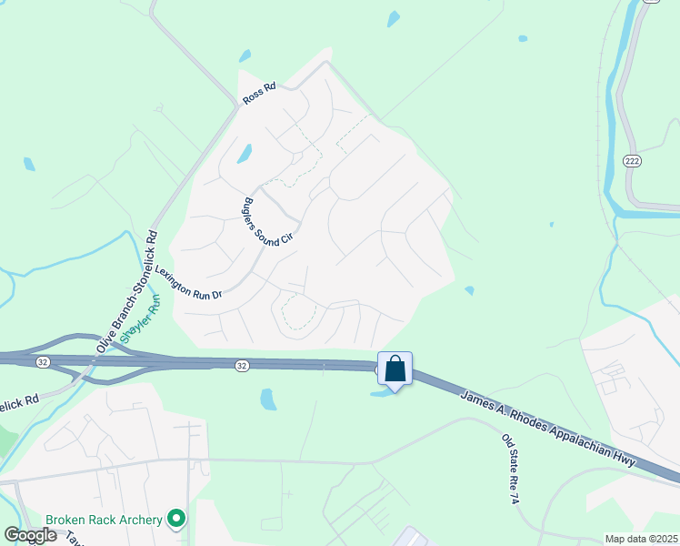 map of restaurants, bars, coffee shops, grocery stores, and more near 4764 Derby Place Road in Batavia