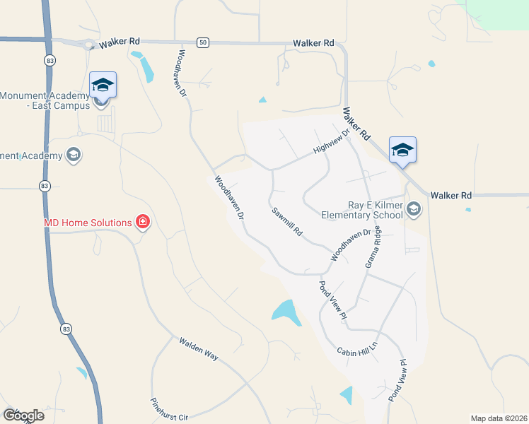 map of restaurants, bars, coffee shops, grocery stores, and more near 17934 Sawmill Road in Colorado Springs