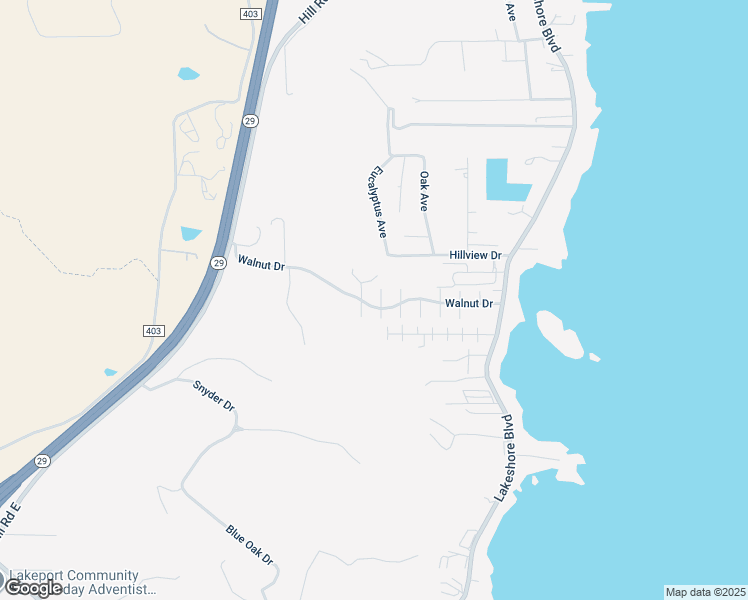 map of restaurants, bars, coffee shops, grocery stores, and more near 460 Walnut Drive in Lakeport