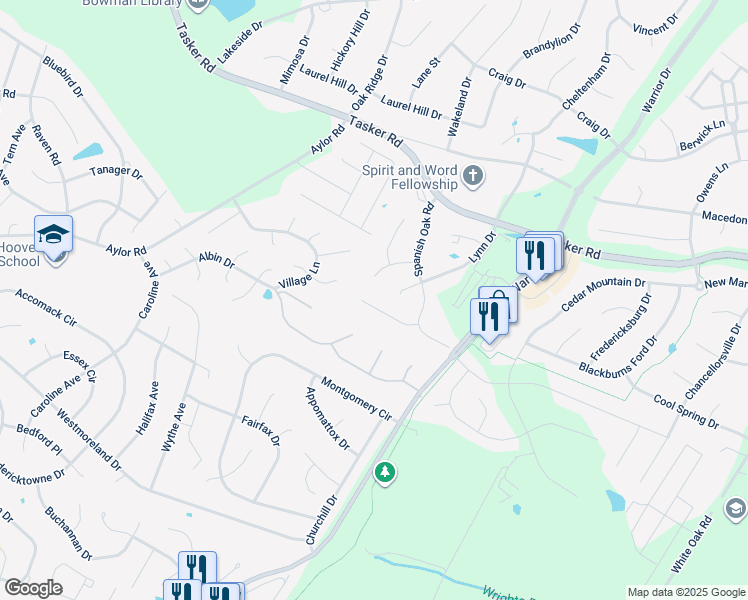 map of restaurants, bars, coffee shops, grocery stores, and more near 122 Shumard Court in Stephens City