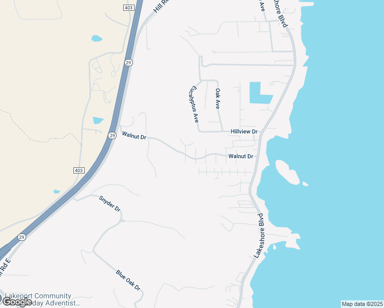 map of restaurants, bars, coffee shops, grocery stores, and more near 460 Walnut Drive in Lakeport