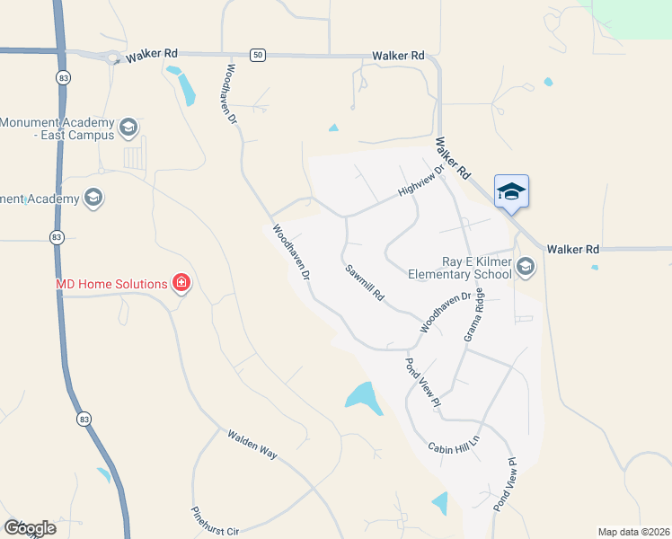 map of restaurants, bars, coffee shops, grocery stores, and more near 17934 Sawmill Road in Colorado Springs