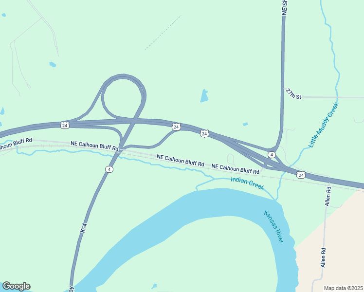 map of restaurants, bars, coffee shops, grocery stores, and more near 2346 Northeast Calhoun Bluff Road in Topeka