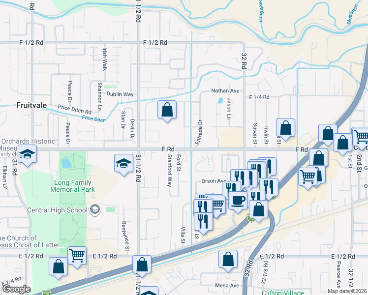 map of restaurants, bars, coffee shops, grocery stores, and more near 598 Ford Street in Fruitvale