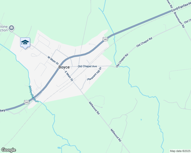 map of restaurants, bars, coffee shops, grocery stores, and more near 224 Pleasant Hill Drive in Boyce