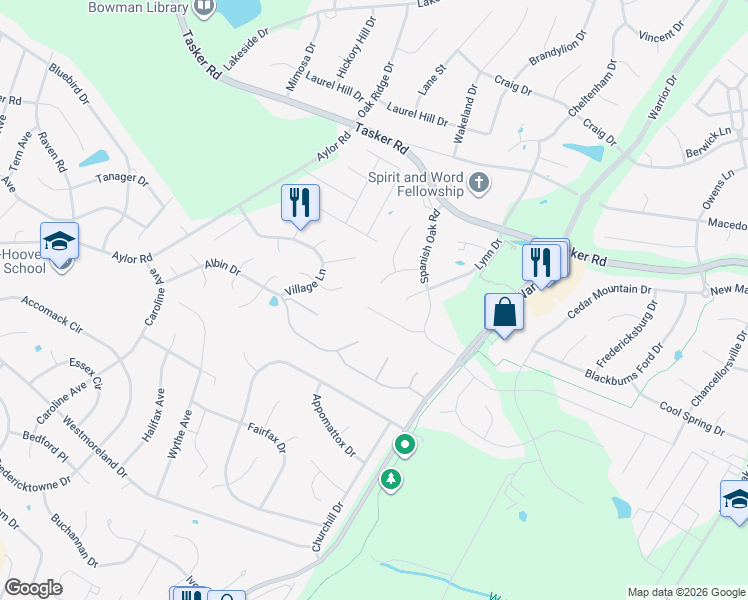 map of restaurants, bars, coffee shops, grocery stores, and more near 117 Shumard Court in Stephens City