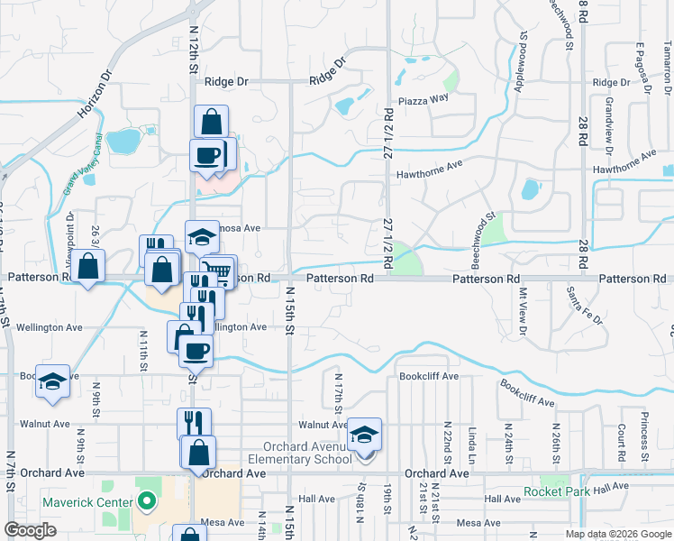 map of restaurants, bars, coffee shops, grocery stores, and more near in Grand Junction
