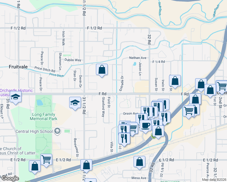 map of restaurants, bars, coffee shops, grocery stores, and more near 532-598 Ford Street in Fruitvale