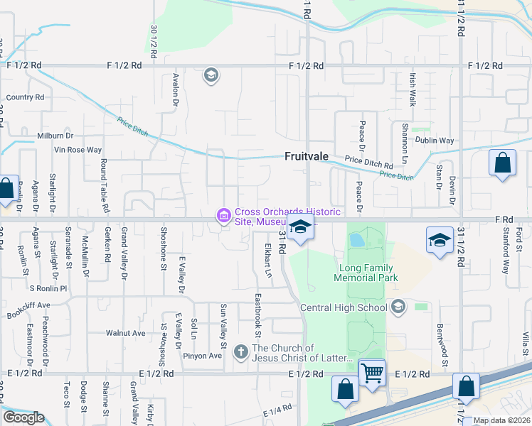 map of restaurants, bars, coffee shops, grocery stores, and more near 3088 Heatherton Avenue in Grand Junction