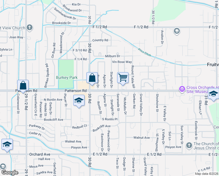 map of restaurants, bars, coffee shops, grocery stores, and more near 3018 N Ronlin Pl in Grand Junction