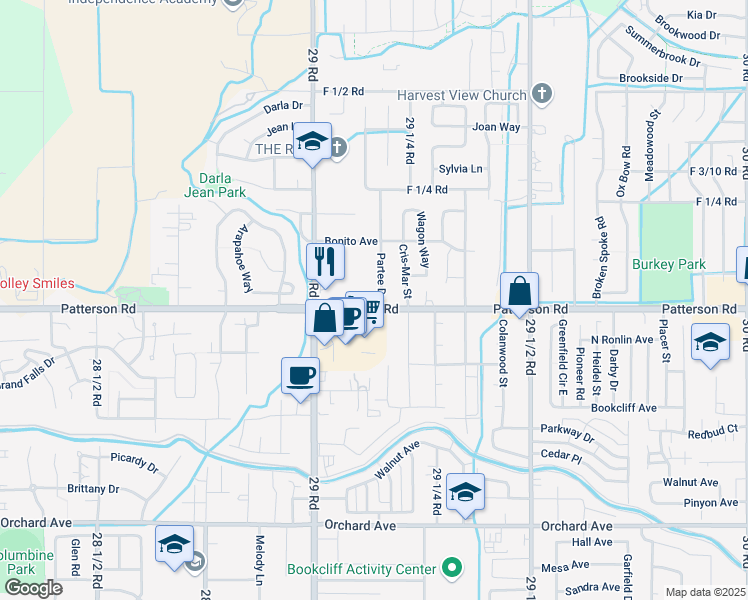map of restaurants, bars, coffee shops, grocery stores, and more near 2915 Patterson Road in Grand Junction