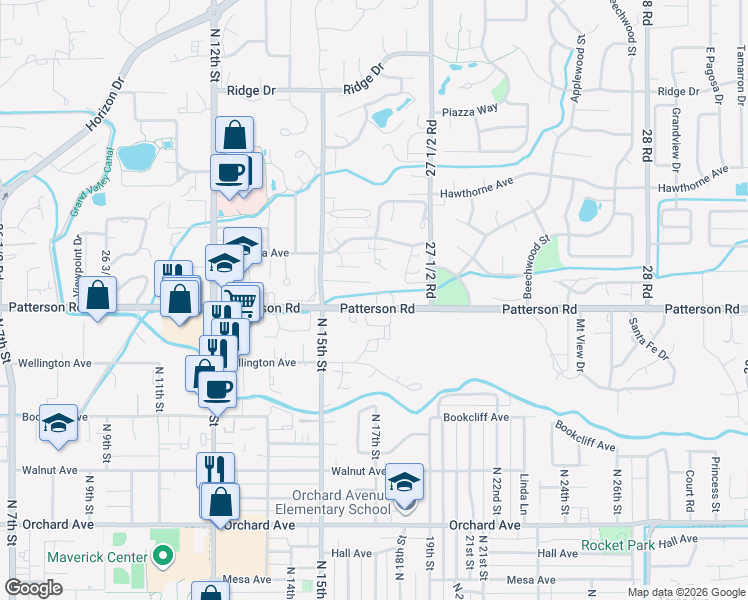 map of restaurants, bars, coffee shops, grocery stores, and more near in Grand Junction