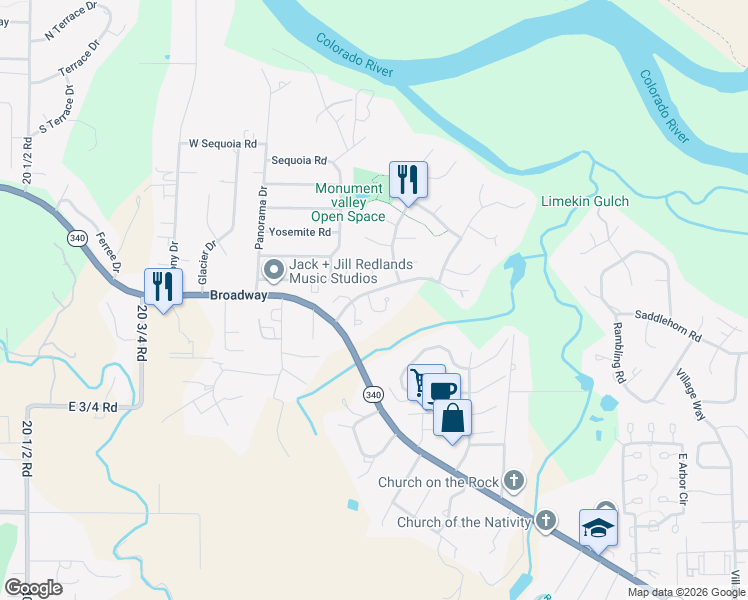 map of restaurants, bars, coffee shops, grocery stores, and more near 595 Catskill Court in Grand Junction