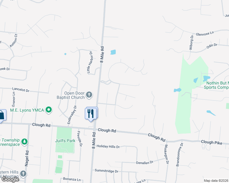 map of restaurants, bars, coffee shops, grocery stores, and more near 2131 Knightsbridge Drive in Cincinnati