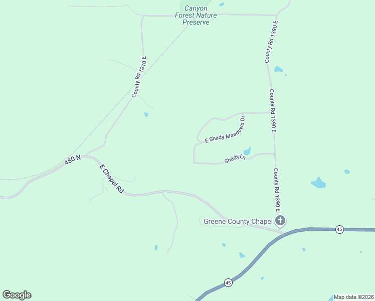 map of restaurants, bars, coffee shops, grocery stores, and more near 13627 Shady Lane in Bloomington