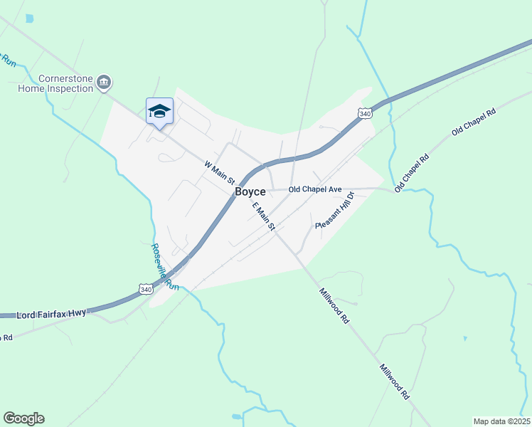 map of restaurants, bars, coffee shops, grocery stores, and more near 16 East Main Street in Boyce