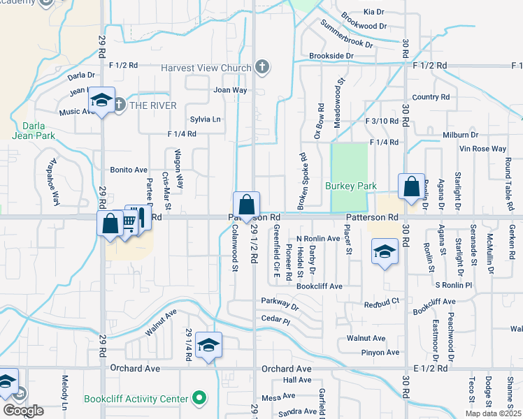 map of restaurants, bars, coffee shops, grocery stores, and more near 2952 F Road in Grand Junction