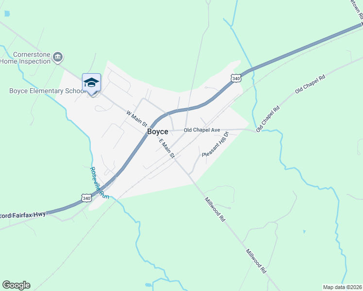 map of restaurants, bars, coffee shops, grocery stores, and more near 118 East Main Street in Boyce