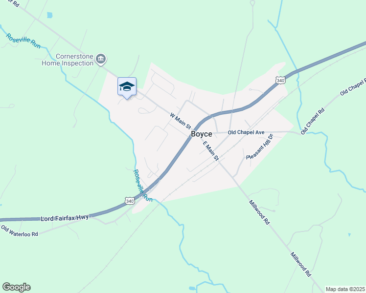 map of restaurants, bars, coffee shops, grocery stores, and more near 12 South Greenway Avenue in Boyce