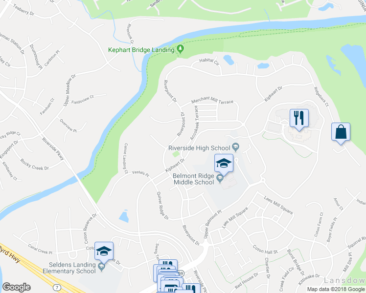 map of restaurants, bars, coffee shops, grocery stores, and more near 18877 Accokeek Terrace in Leesburg