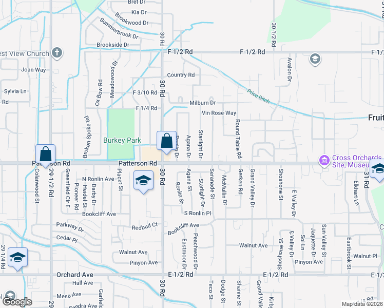 map of restaurants, bars, coffee shops, grocery stores, and more near 607 Starlight Dr in Grand Junction