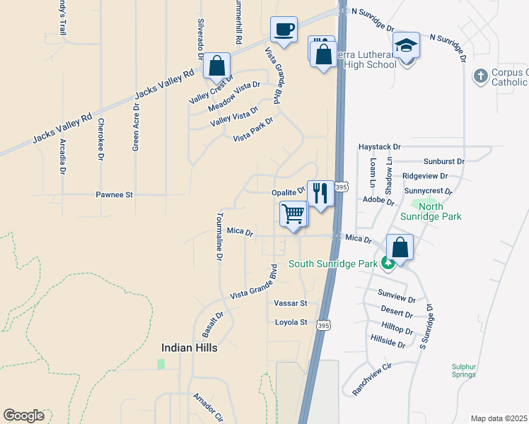map of restaurants, bars, coffee shops, grocery stores, and more near 905 Opalite Drive in Carson City