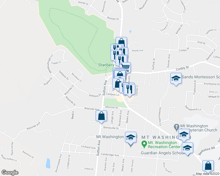 map of restaurants, bars, coffee shops, grocery stores, and more near 2105 Oxford Avenue in Cincinnati