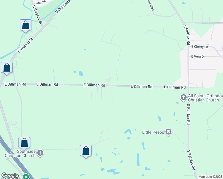 map of restaurants, bars, coffee shops, grocery stores, and more near 1013-1039 East Dillman Road in Bloomington
