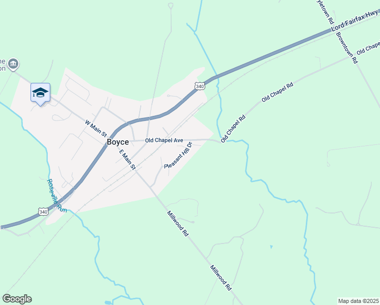 map of restaurants, bars, coffee shops, grocery stores, and more near 240 Pleasant Hill Drive in Boyce