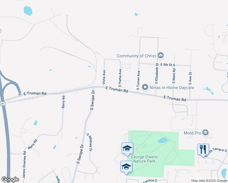 map of restaurants, bars, coffee shops, grocery stores, and more near 1110 South Yuma Avenue in Independence