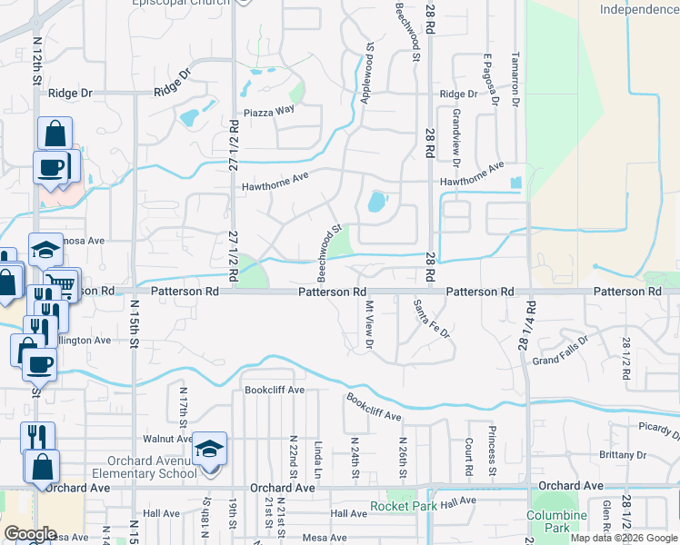 map of restaurants, bars, coffee shops, grocery stores, and more near 2750 Beechwood Street in Grand Junction