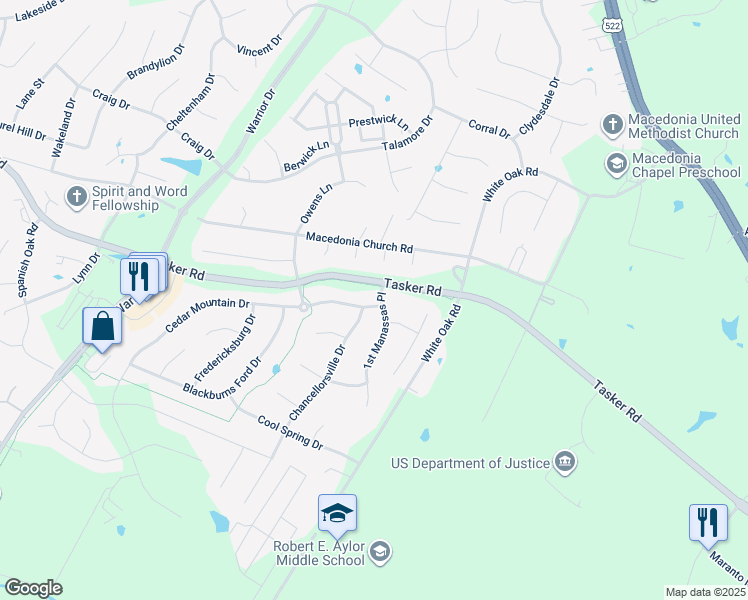 map of restaurants, bars, coffee shops, grocery stores, and more near 100 New Market Drive in Stephens City
