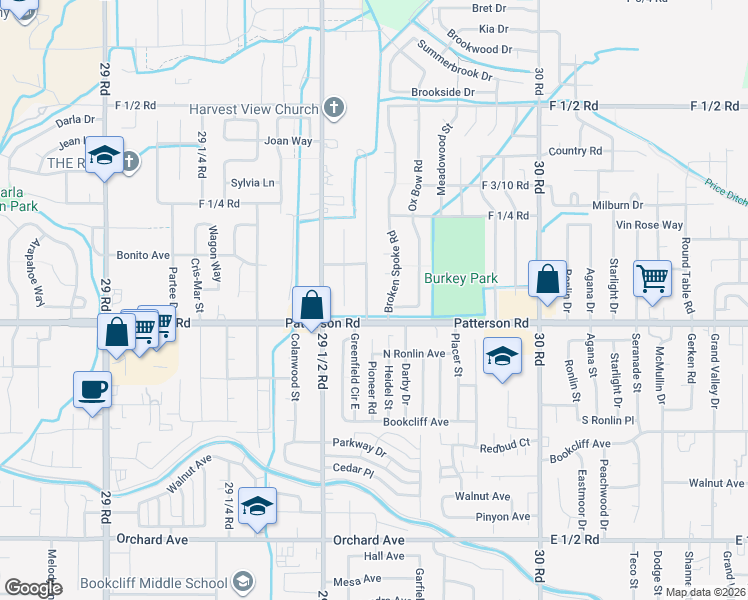 map of restaurants, bars, coffee shops, grocery stores, and more near 606 Pioneer Road in Grand Junction
