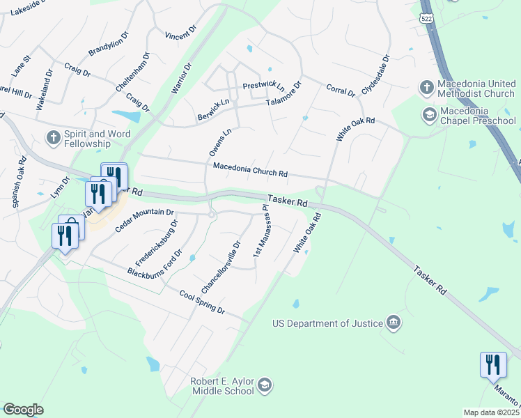 map of restaurants, bars, coffee shops, grocery stores, and more near 100 New Market Drive in Stephens City
