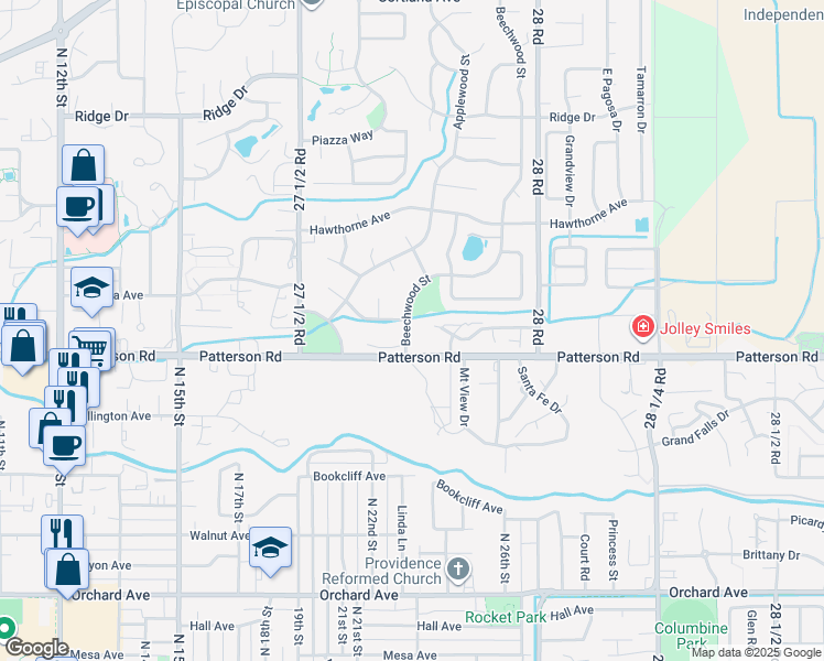 map of restaurants, bars, coffee shops, grocery stores, and more near 2740 Beechwood Street in Grand Junction