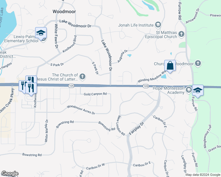 map of restaurants, bars, coffee shops, grocery stores, and more near 764 Gold Canyon Road in Monument