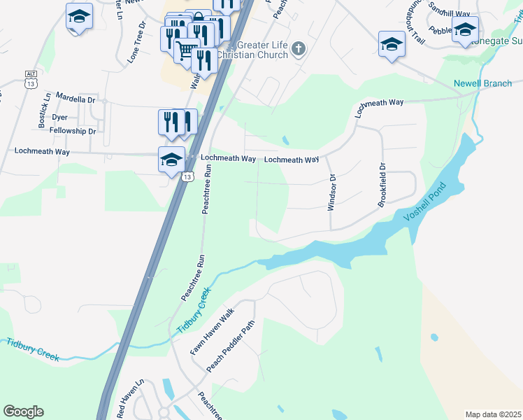 map of restaurants, bars, coffee shops, grocery stores, and more near 850 Brookfield Drive in Dover