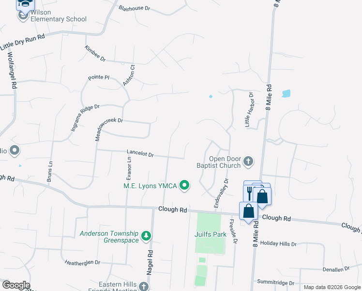 map of restaurants, bars, coffee shops, grocery stores, and more near 2185 Finnegan Lane in Cincinnati