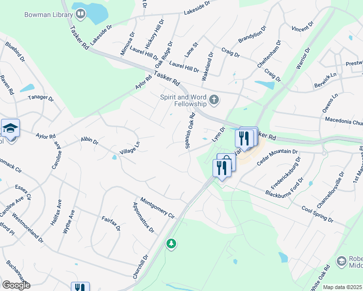 map of restaurants, bars, coffee shops, grocery stores, and more near 103 Sarvis Court in Stephens City