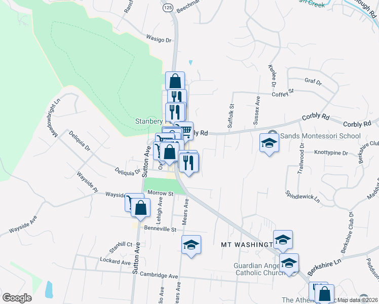 map of restaurants, bars, coffee shops, grocery stores, and more near 2108 Salvador Street in Cincinnati