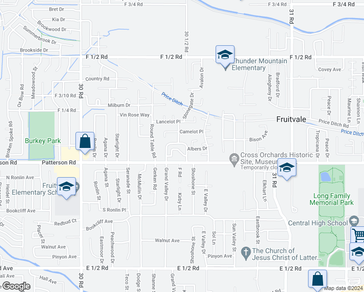 map of restaurants, bars, coffee shops, grocery stores, and more near 615 Mesa Valley Drive in Grand Junction