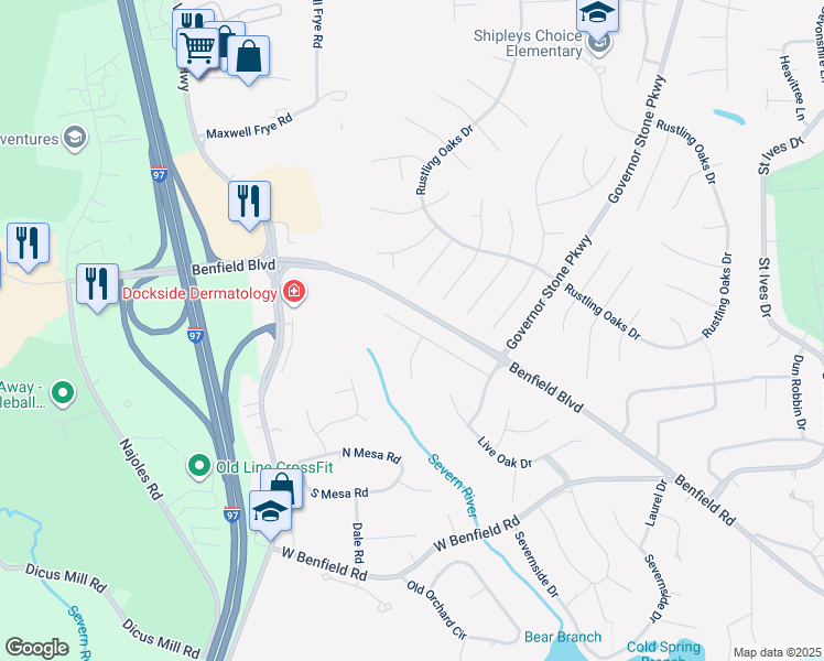 map of restaurants, bars, coffee shops, grocery stores, and more near 786 Oak Stump Drive in Millersville