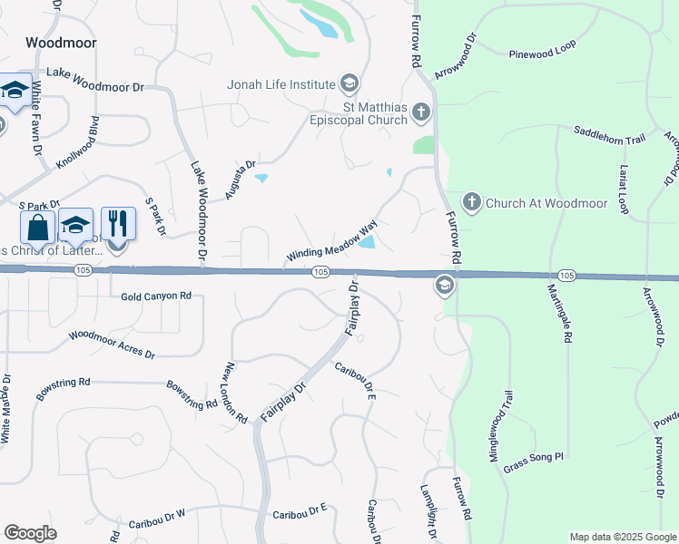map of restaurants, bars, coffee shops, grocery stores, and more near 460 Colorado 105 in Monument