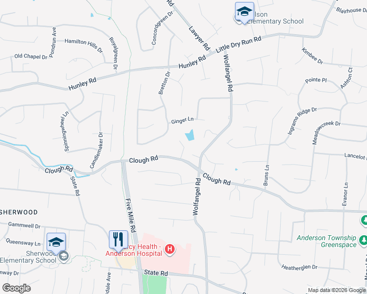 map of restaurants, bars, coffee shops, grocery stores, and more near 7488 Clough Pike in Cincinnati