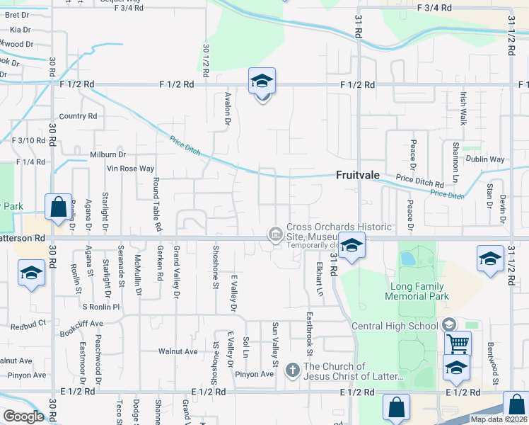 map of restaurants, bars, coffee shops, grocery stores, and more near 608 Orange Grove Way in Grand Junction