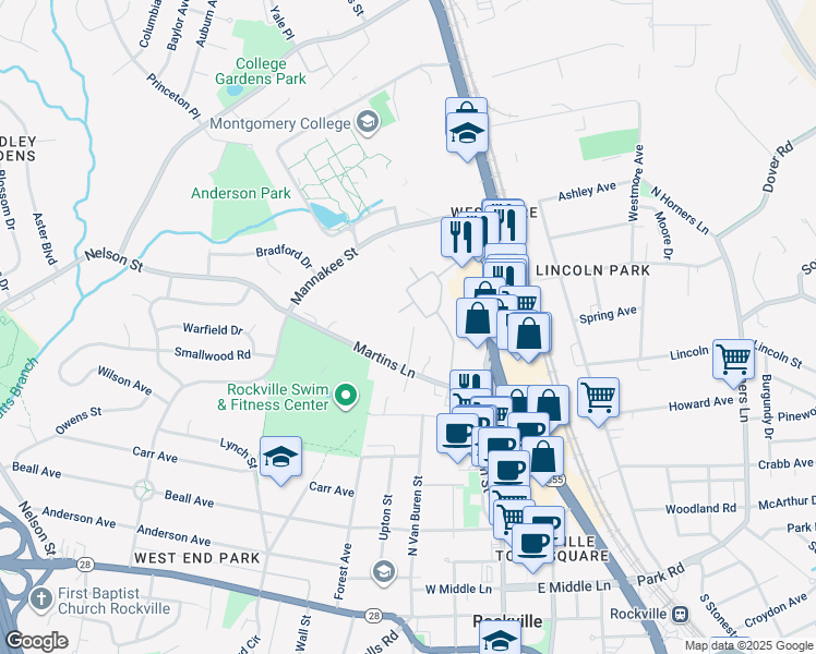 map of restaurants, bars, coffee shops, grocery stores, and more near 516 Bickford Avenue in Rockville