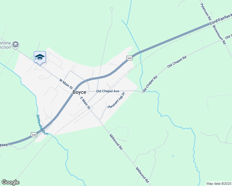 map of restaurants, bars, coffee shops, grocery stores, and more near 332 Belinda Court in Boyce